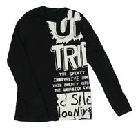 Čierne tričko s nápismi Sisley