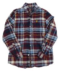 Vínovo-světlemodro-biela kockovaná košeľa Next