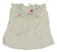 Nové - Smetanová halenka s výšivkami a flitry Yd.