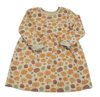 Svetlošedá -smotanové melírované teplákové šaty s dýněmi a lístečky Nutmeg