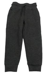 Tmavosivé melírované prošívané/vzorované tech fleece tepláky PRIMARK