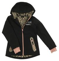 Černá softshellová parka s nápisem a kapucí Y.F.K.