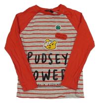 Červeno-šedé pruhované triko - Pudsey George