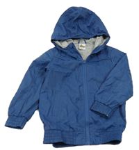 Tmavomodrá šušťáková jarná bunda s kapucňou