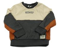 Béžovo-tmavošedo-hrdzavá mikina s nápisom C&A