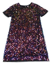 Černo-korálové flitrové šaty Primark