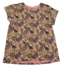 Růžovo-khaki tričko s listami Pepperts