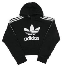 Černo-bílá crop mikina s kapucí Adidas