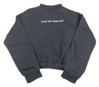 Tmavosivá crop mikina s nápisom Primark