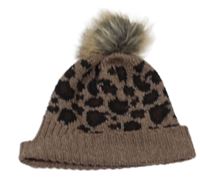 Hnedo-čierna leopardí čapica s brmbolcom