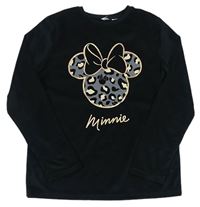 Čierne plyšové pyžamové tričko s Minnie Disney