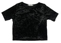 Čierne zamatové crop tričko H&M