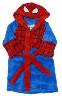 Modro-červený chlpatý župan so Spider-manem a kapucňou Mothercare