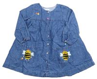 Modré rifľové prepínaci šaty so včielkou Next