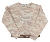 Růžová army crop mikina s nápisem Primark 