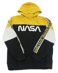 Černo-žlutá mikina Nasa s kapucí 
