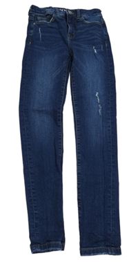 Modré high rise skinny rifle s vyšúchaním C&A