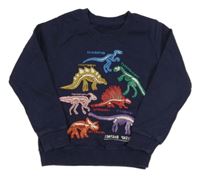 Tmavomodrá mikina s dinosaurami