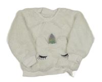 Biela kožušinová mikina s jednorožcom Nutmeg