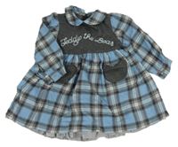 Modro-šedé kostkované šaty s límečkem Brigitte
