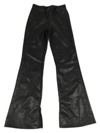 Čierne koženkové flare nohavice H&M