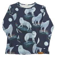 Tmavomodré triko s vlky 