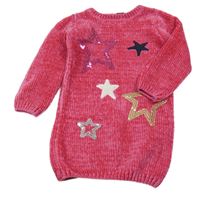 Růžové žinylkové dlouhé šaty s hvězdičkami George