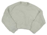 Svetlosivý chlpatý crop sveter H&M