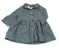 Petrolejovo-bílé kostkované propínací šaty Sergent Major 