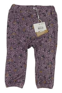 Nové - Fialové tepláky s kvietkami Name it