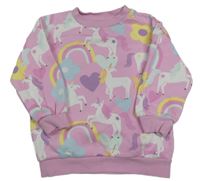 Svetloružová mikina s jednorožcami F&F