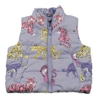 Lila šusťáková zateplená vesta s tygry H&M