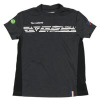 Tmavošedo-čierne športové tričko s logom Tecnifibre