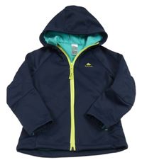 Tmavomodrá softshellová bunda s logem a kapucí Decathlon