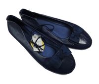 Nové - Tmavomodré koženkové baleríny a mašličkou Dunnes vel. 37