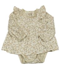 Béžové bavlněné kytičkované šaty se všitým body