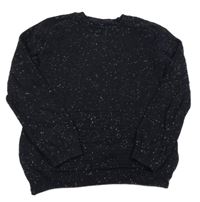 Tmavomodro-bílý melírovaný svetr s klokankou Nutmeg