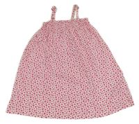 Bielo-fuchsiové srdiečkované bavlnené žabičkové šaty Kiki&Koko