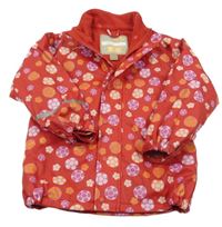 Červená nepromokavá zateplená bunda s kvietkami Caretec
