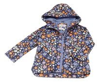 Tmavomodrá nepromokavá jarní bunda s kytičkami a kapucí Primark