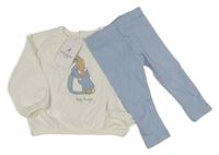 Nové - 2set - Bílá mikina Peter Rabbit + světlemodré žebrované legíny M&S