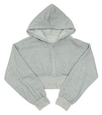 Sivá melírovaná prepínaci crop mikina s kapucňou Shein