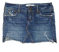 Tmavomodrá rifľová rozstrapkané á minisukňa Abercrombie&Fitch