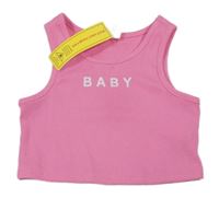 Nové - Neónově ružový rebrovaný crop top s nápisom Shein