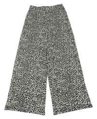 Bielo-čierno-béžové vzorované culottes nohavice F&F