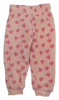 Světlerůžové chlupaté kalhoty se srdíčky Primark