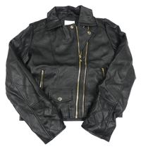 Čierny koženkový podšitý crop krivák River Island