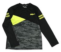 Černo-army-neonově zelené sportovní triko C&A