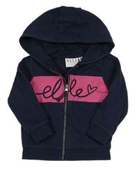 Tmavomodro/růžová prepínaci mikina s logom a kapucňou ELLE