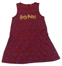 Vínové šaty s obrázkami a nápisem - Harry Potter